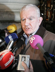 IMPACT General Secretary Peter McLoone speaking to reporters at Government Buildings