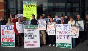 A Sinn Féin protest at Our Lady’s Hospital, Navan in 2006