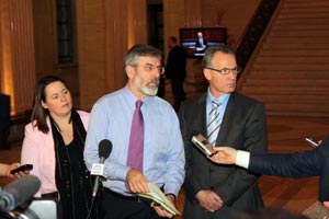 Michelle Gildernew, Gerry Adams and Gerry Kelly in Stormont