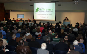 Pat Doherty addressing the conference