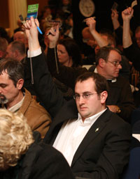 Paul Hogan (Athlone) voting at the Ard Fheis
