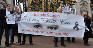 Relatives of the Bloody Sunday victims protesting in London