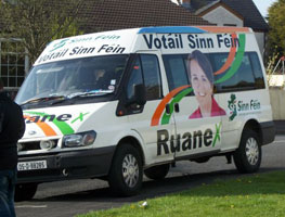 PIT STOP:  The Caitríona Ruane bus gets ready to roll