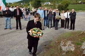 Templedouglas commemoration - Ciaran Harkin lays a wreath on behalf of Vol. Daniel Harkins Family last week.